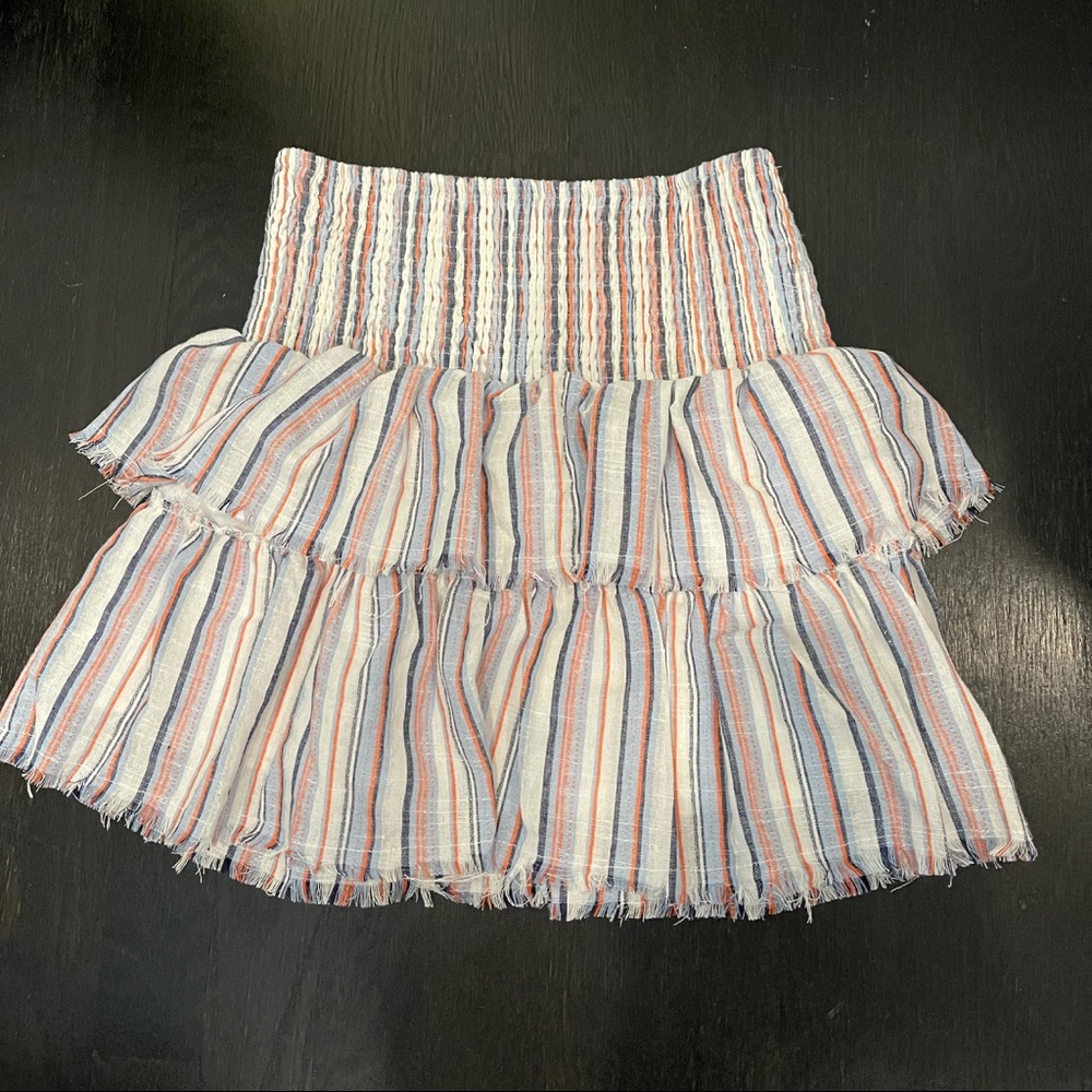 Striped ruffle skirt.